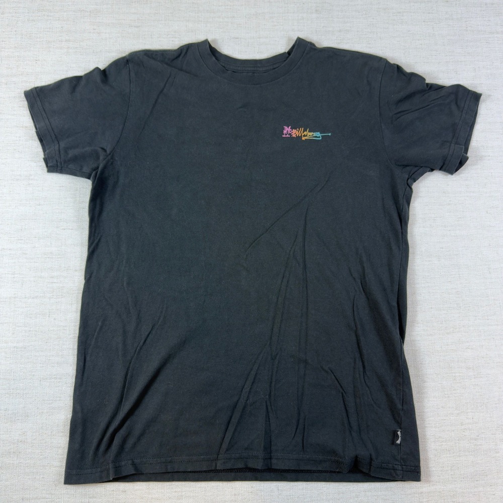 Billabong Boys XL Premium T-Shirt Black Neon Gradient Logo Surf Graphic Tee